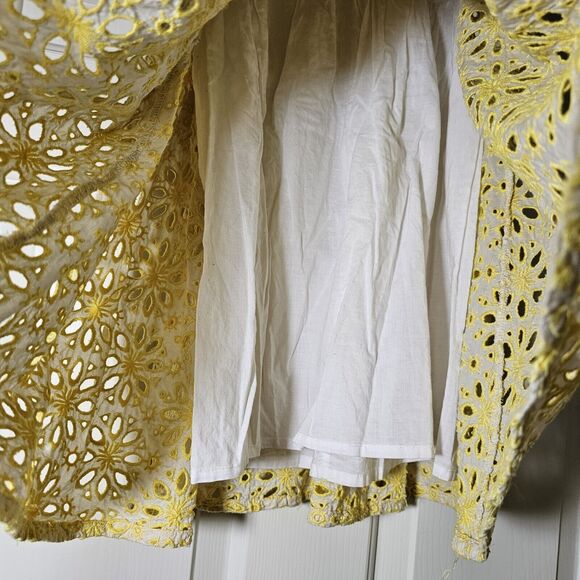 Halabaloo Yellow Floral Eyelet Lace Dress Girls Sz 6 - Picture 3 of 9